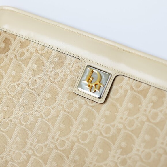 Christian Dior Clutch Bag Monogram Canvas Beige Cream Vintage - Picture 2 of 5